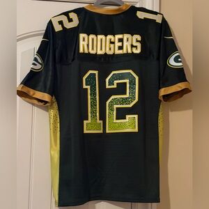 Aaron Rodgers NFL and Nike Green and Gold On-Field Jersey